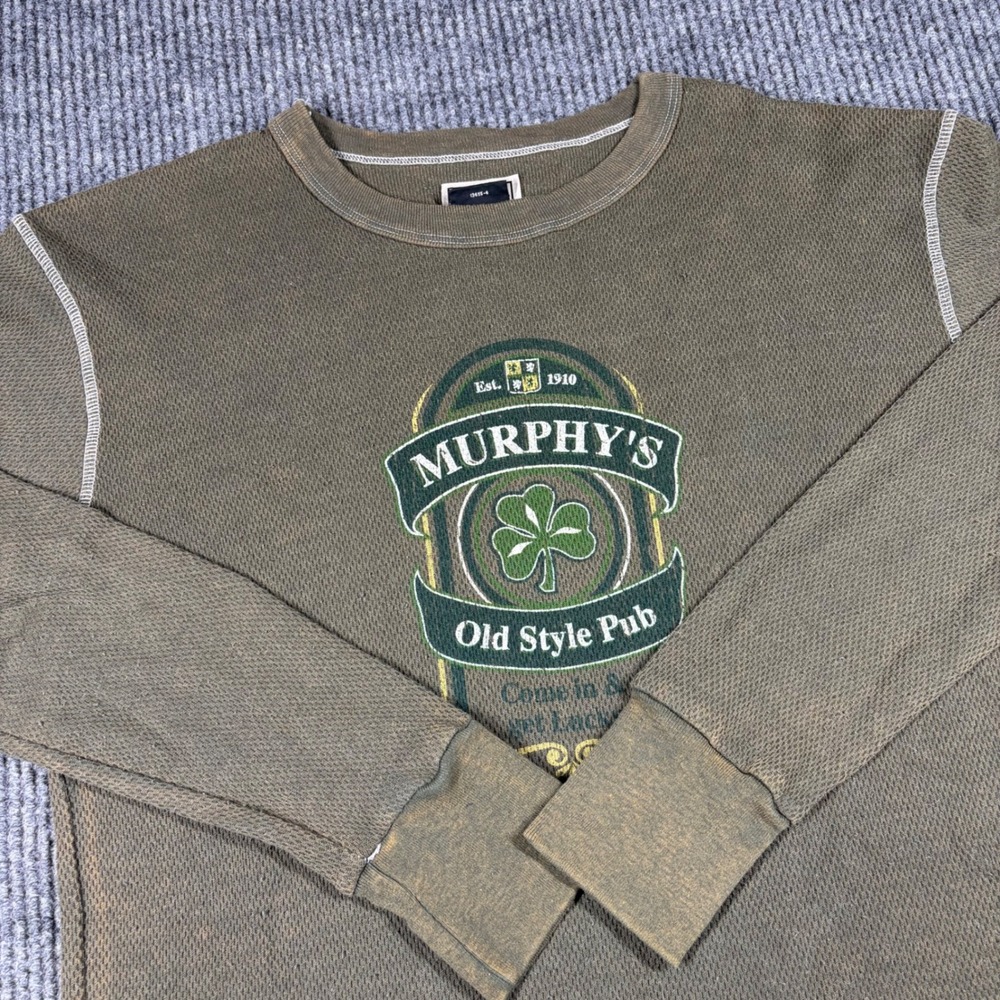 Vintage Arizona Jean Co Shirt Mens L Murphy's Pub Thermal Green Waffle Knit